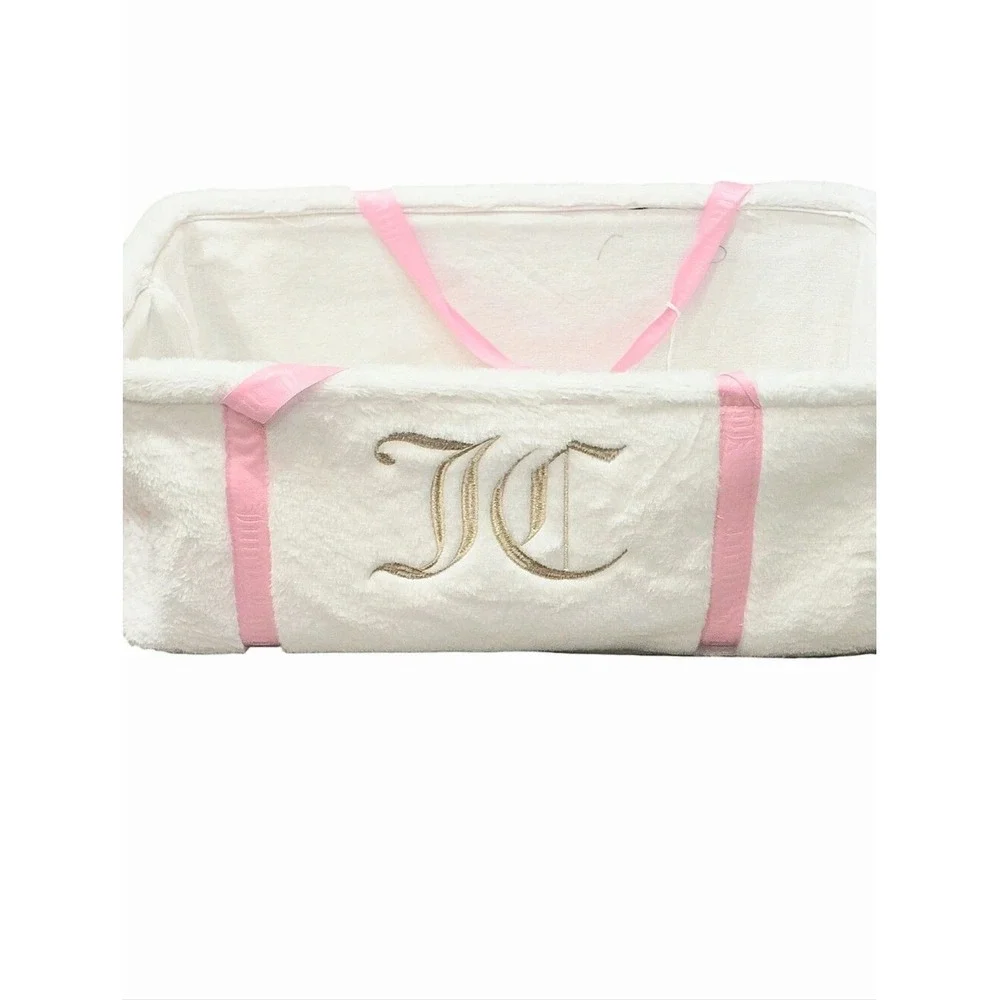 Juicy Couture Home Gold Embrodried JC Logo Faux Fur Storage Tote